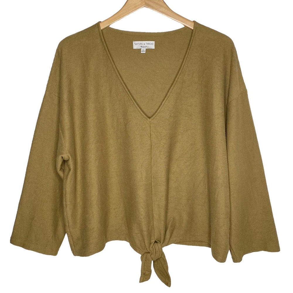 Madewell Texture & Thread Long-Sleeve Tie-Front Top